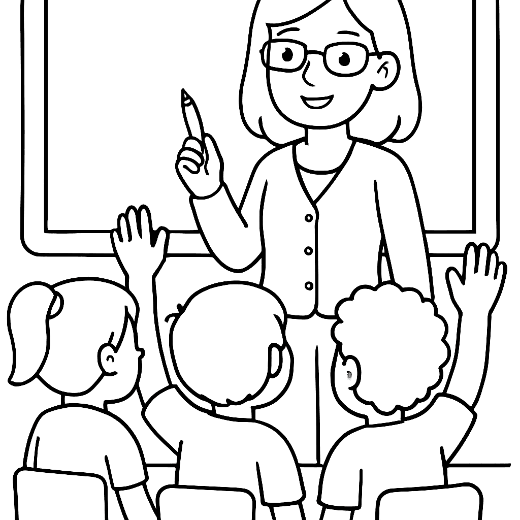 A Teacher Standing At A Whiteboard With Students Raising Their Hands Eagerly