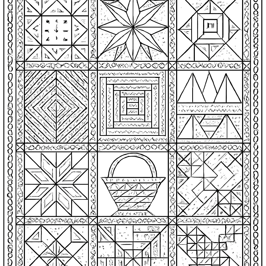 A Quilt Pattern Inspired By Underground Railroad Quilt Codes With Geometric Symbols