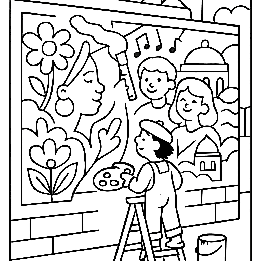 An Artist Painting A Vibrant Mural On A Building Wall Celebrating Culture And Community