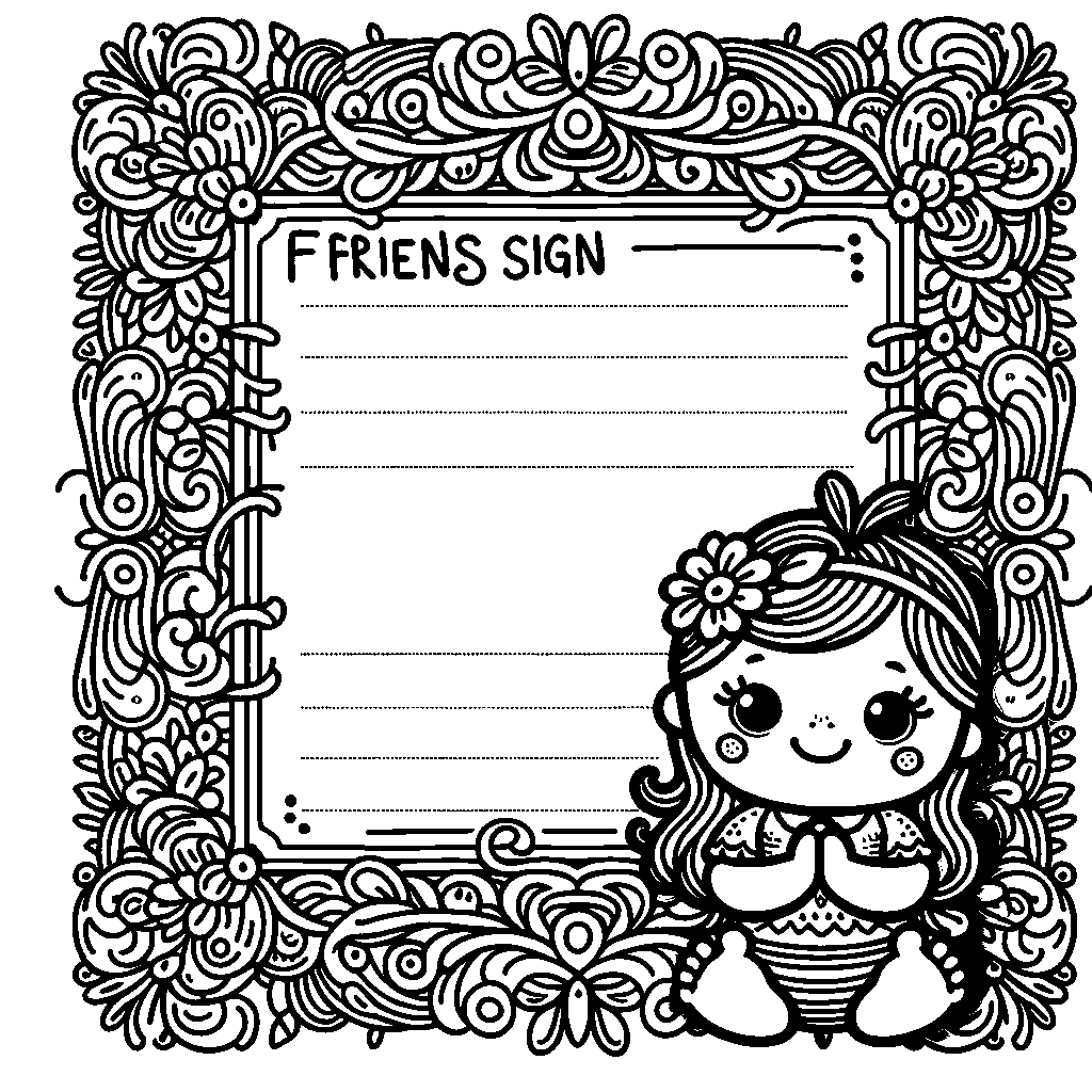 An Autograph Page Template With Decorative Borders And Spaces For Friends To Sign