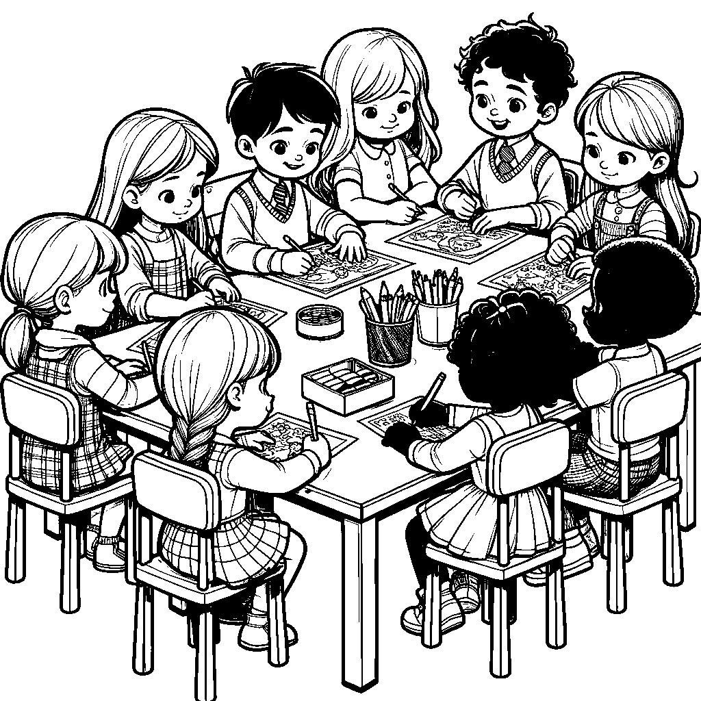 Children Of Diverse Backgrounds Working Together On A Group Project At A Table