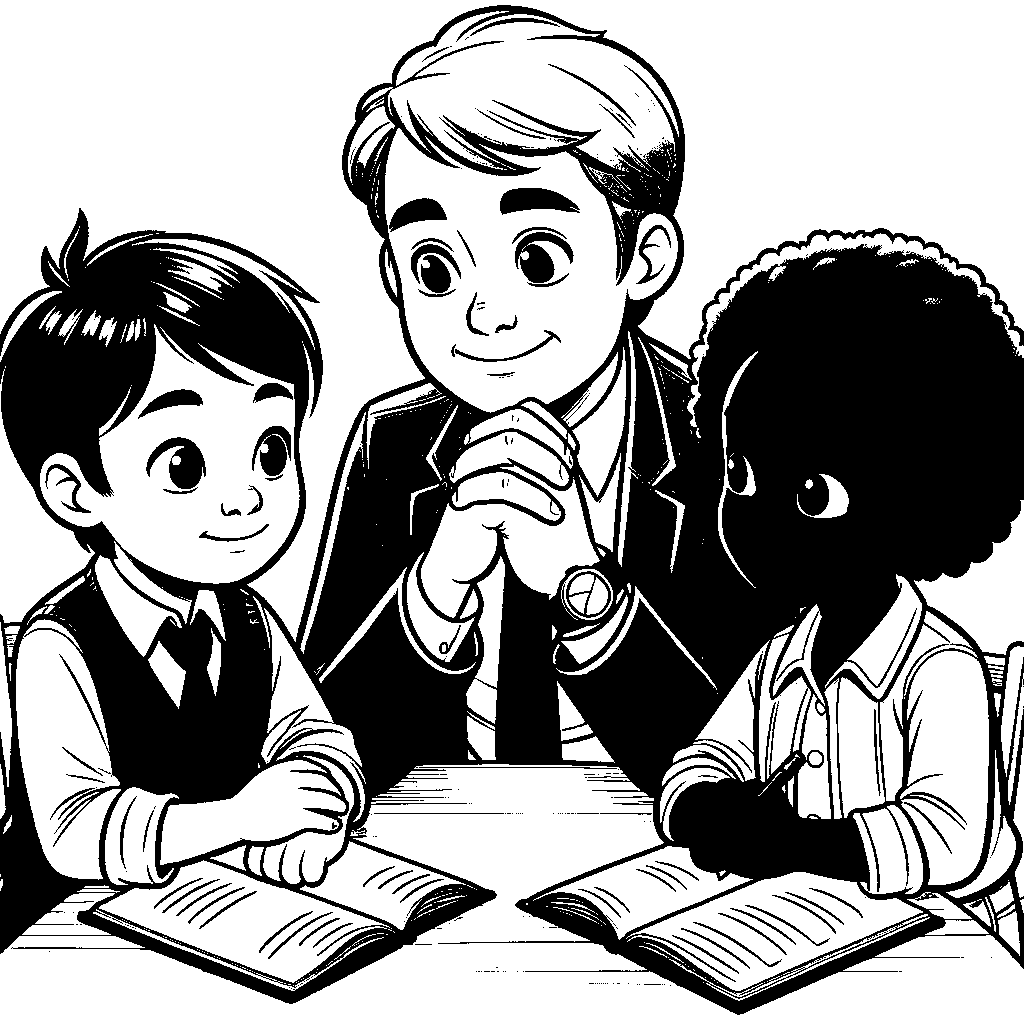 Two Children Resolving A Conflict By Talking It Out With A Mediator Friend Between Them