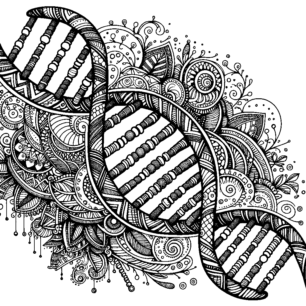 A DNA Double Helix With Decorative Patterns