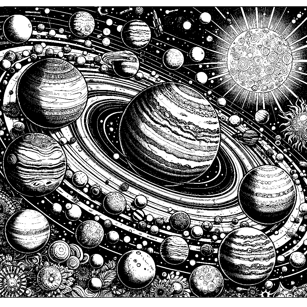 The Solar System With Labeled Planets
