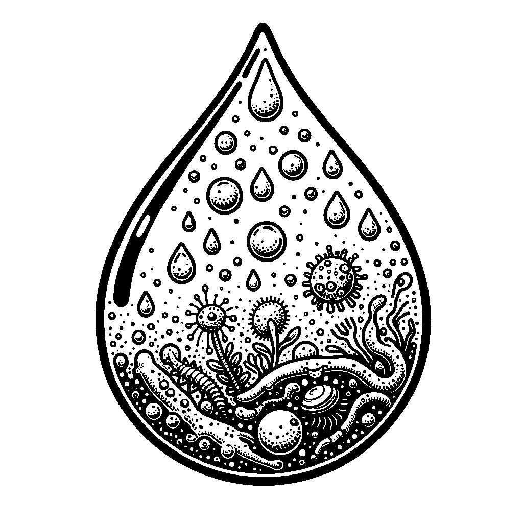 A Drop Of Water With Tiny Creatures Inside