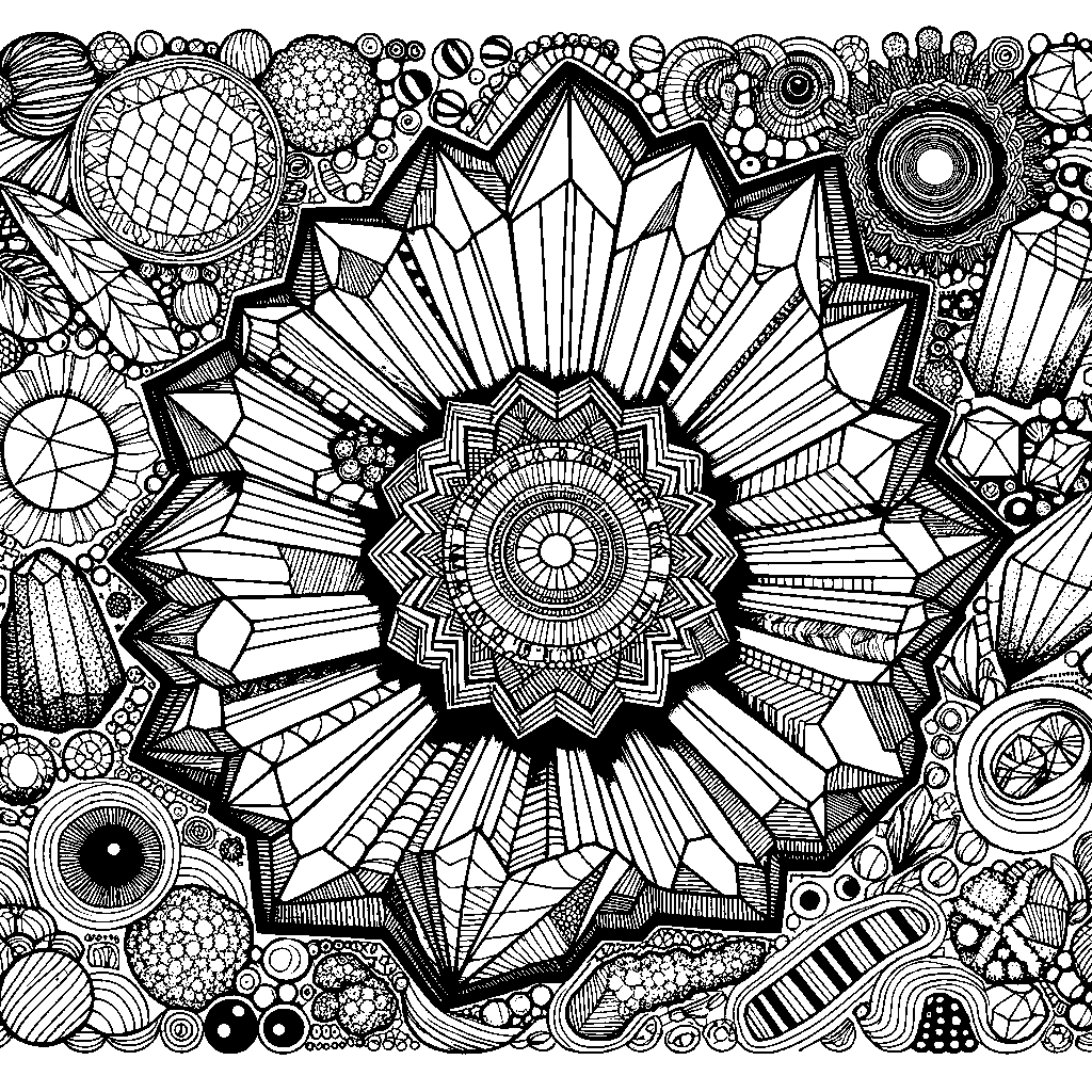 Crystal Geode Cross-section With Geometric Patterns