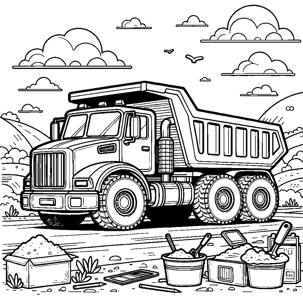 A Dump Truck At A Construction Site