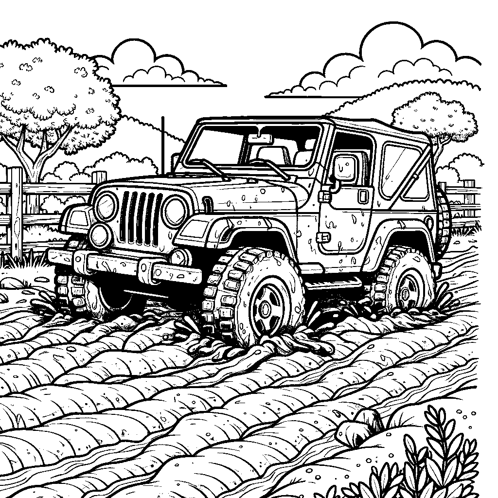 A Jeep Driving Through Mud