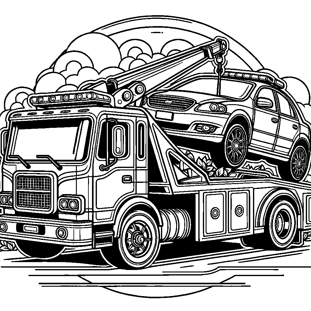 A Tow Truck Pulling A Car