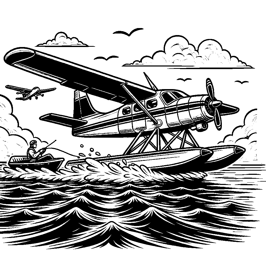 A Seaplane Landing On Water