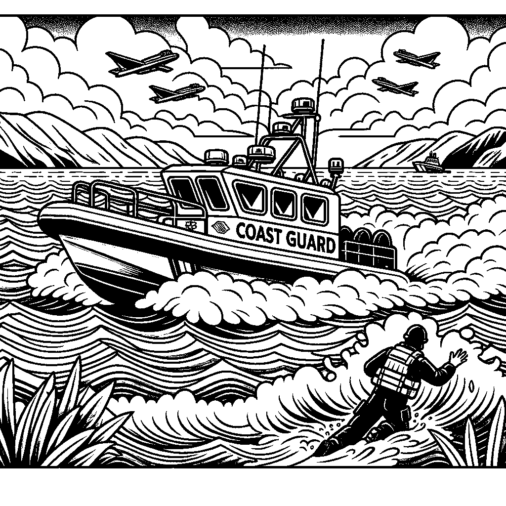 A Coast Guard Boat Rescuing Someone At Sea