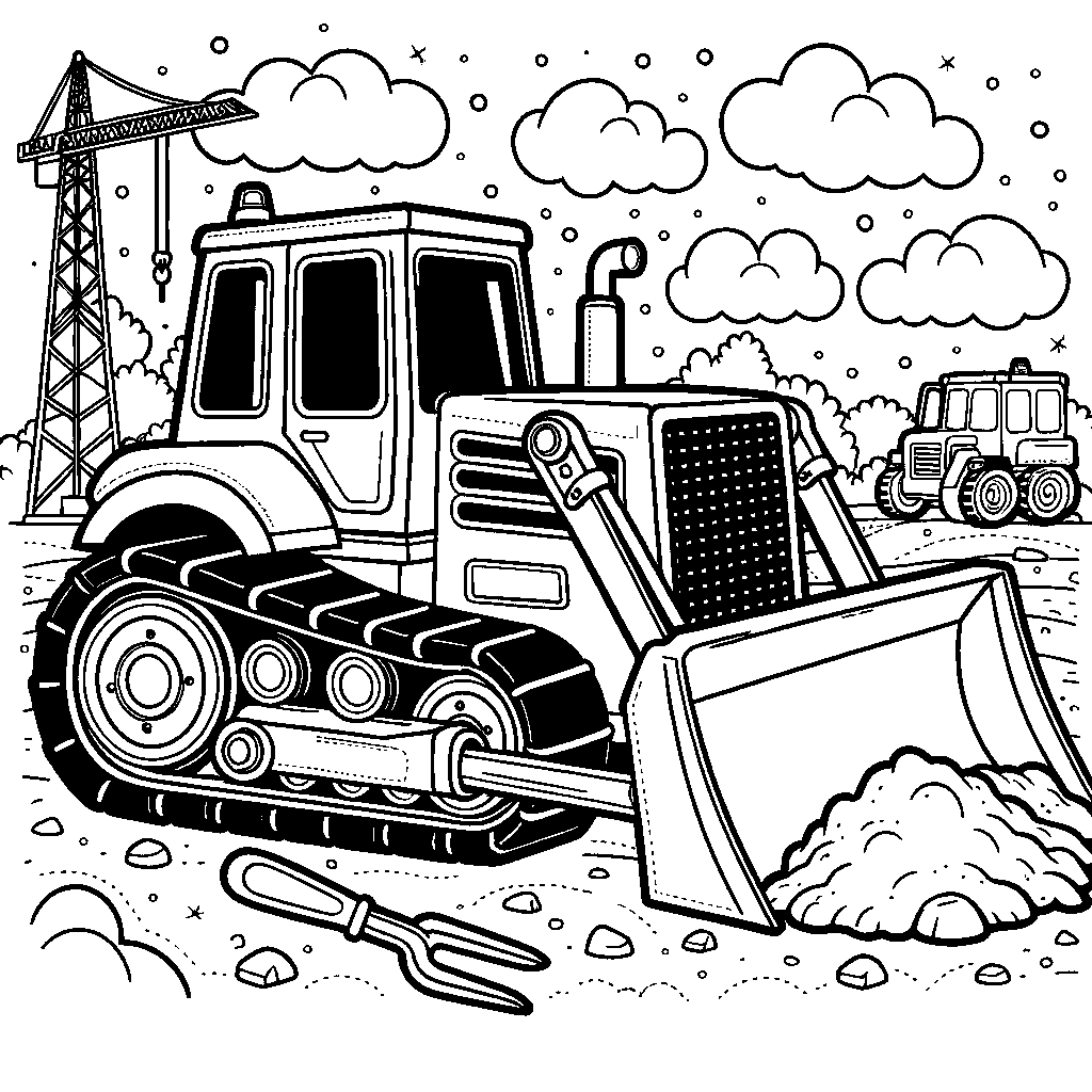 A Bulldozer Pushing Dirt On A Construction Site