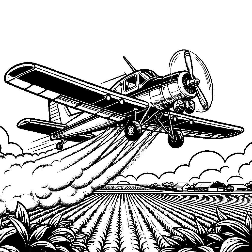 A Crop Duster Plane Spraying Over Farmland
