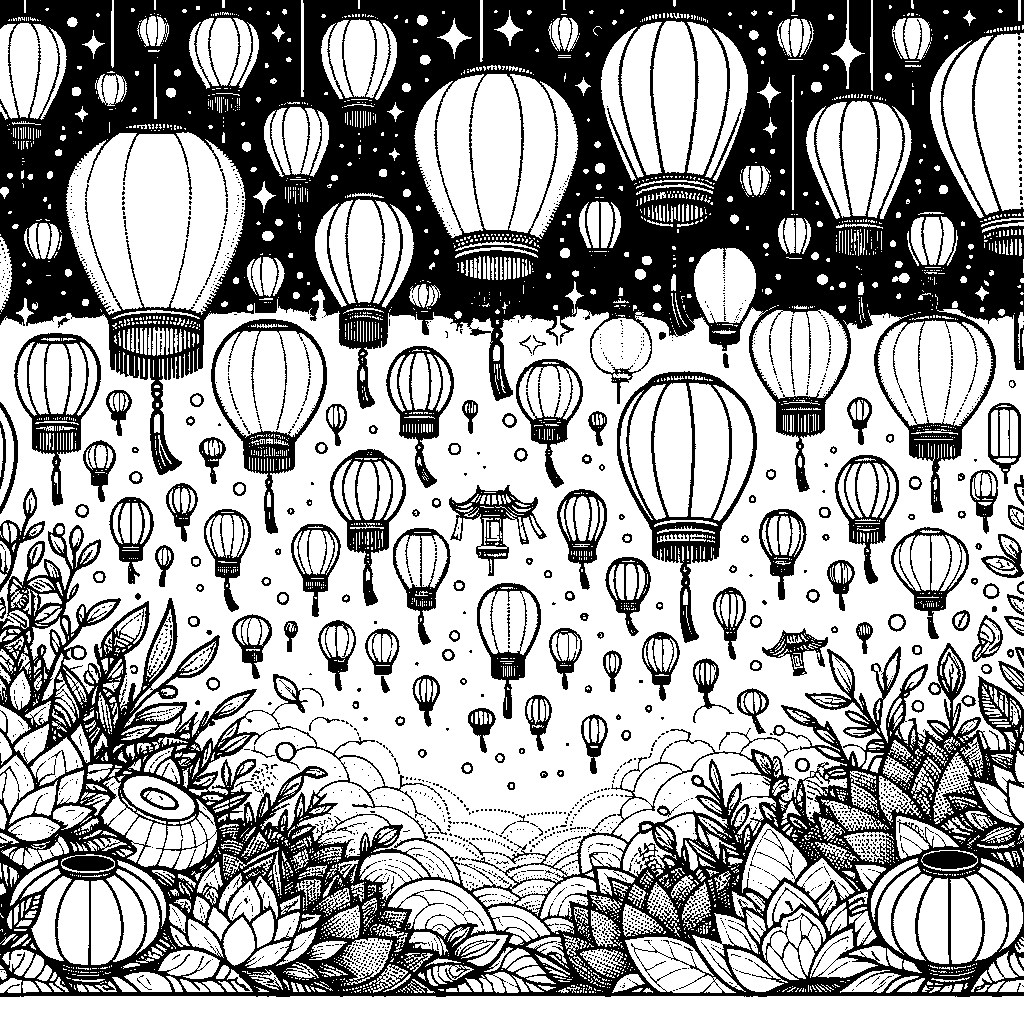 A Lantern Festival With Floating Sky Lanterns