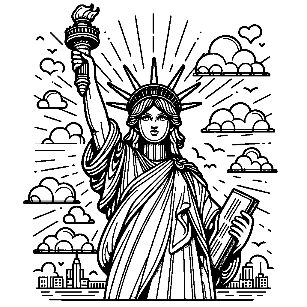 The Statue Of Liberty With Clouds